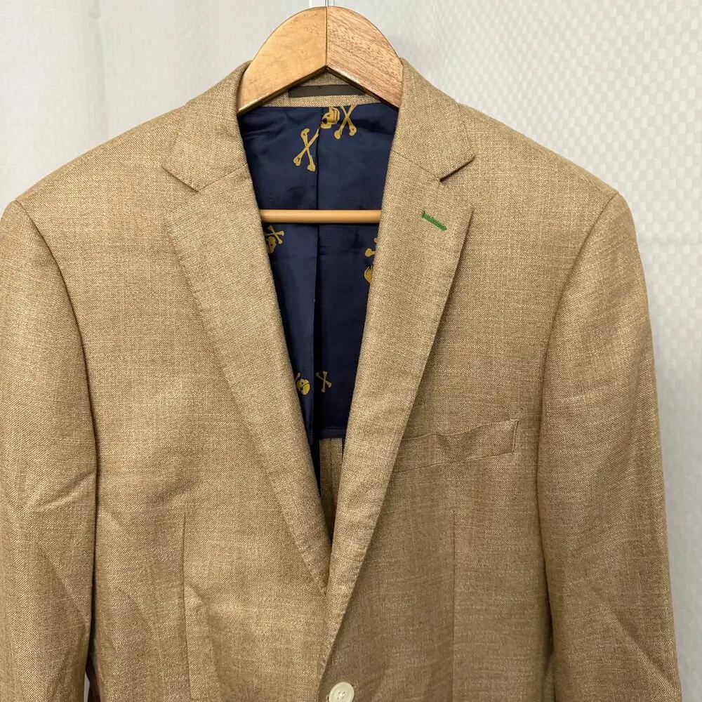J Hilburn Bamboo Blazer Mens 42S Woven Unstructured Light Brown Tan Two Button